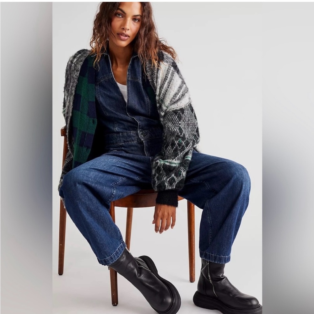 Free People Dark Blue Denim Overalls - Picture 4 of 6